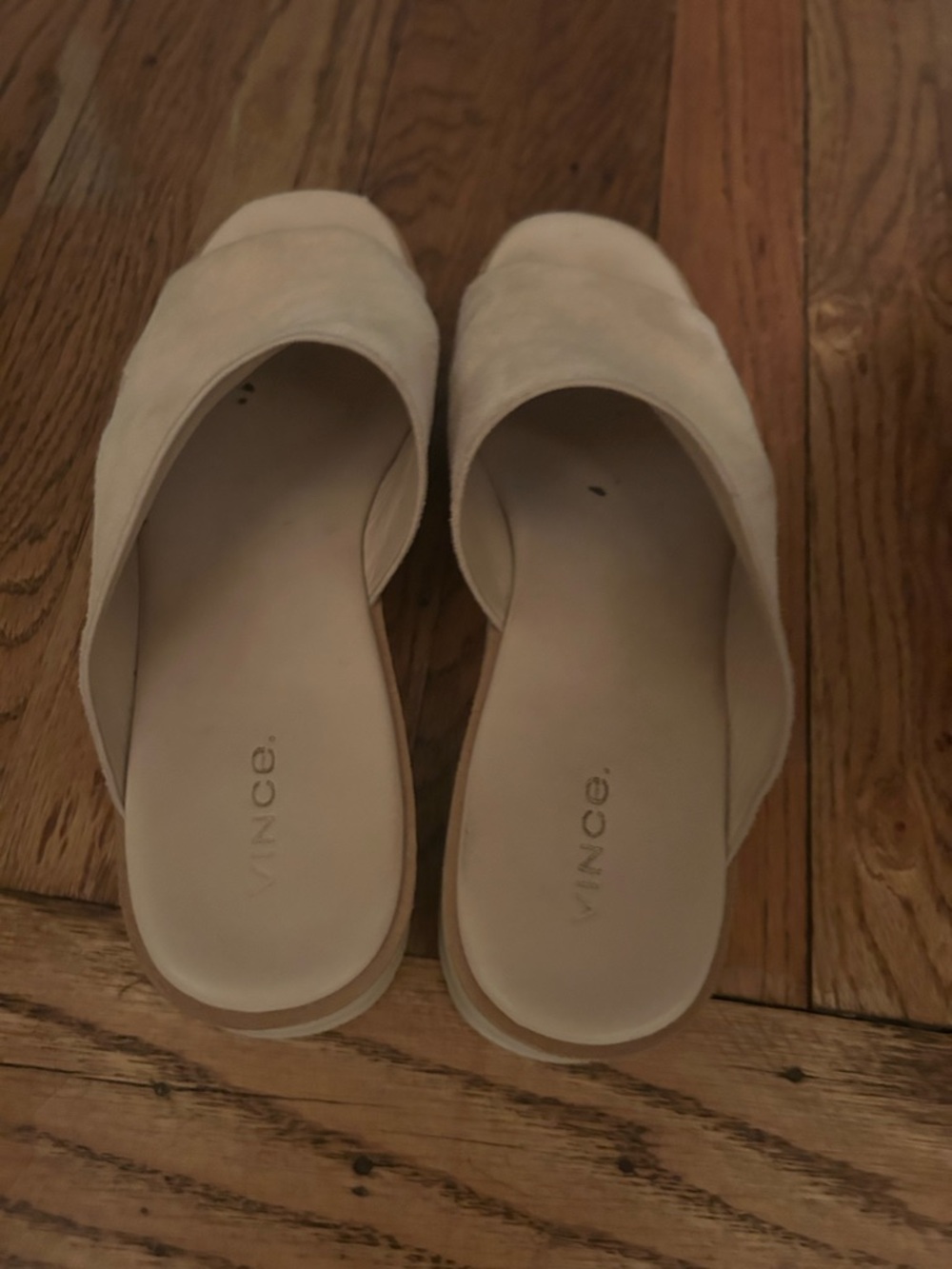 Vince Cream Slide Mule Sandals